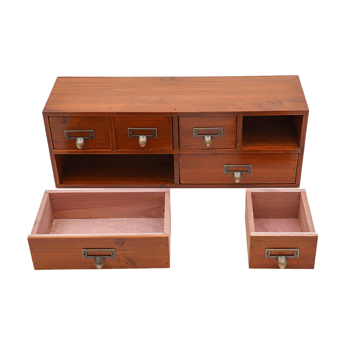 Wooden 6-drawer apothecary cabinet with label holders, view 7