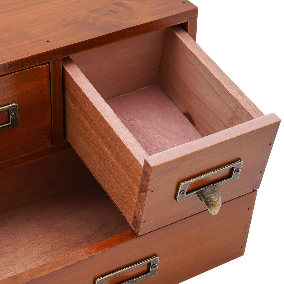 Wooden 6-drawer apothecary cabinet with label holders, view 6