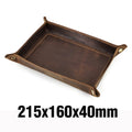 Brown genuine leather foldable valet tray with snap corners, view 9